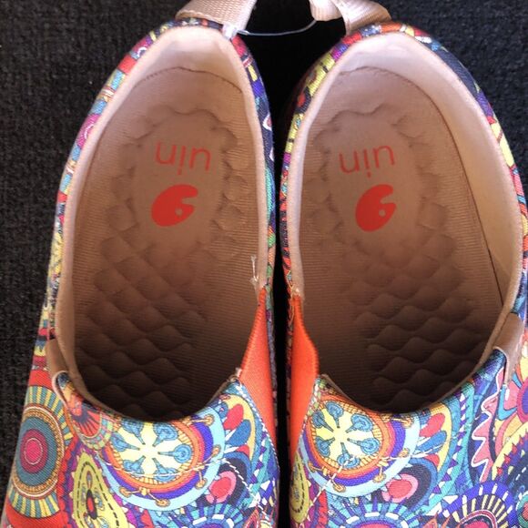 UIN Women’s Slip-On Casual Shoes Size 8.5 Multicolor Boho Mandala Pattern Comfor - Picture 3 of 11